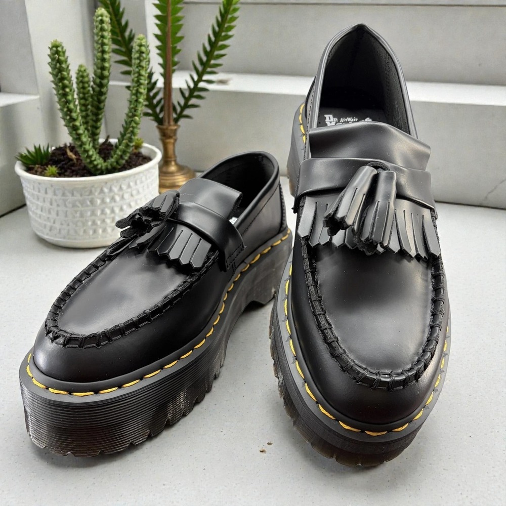 Dr. Martens Adrian Quad Black Platform Loafers Men's 7 Women's 8 NWT‎